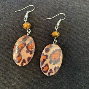Leopard Print Dangle Earrings